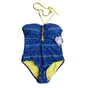 YMI Swim Bathing Wear Padded‎ Size Juniors Medium Sexy Back New Blue Green One